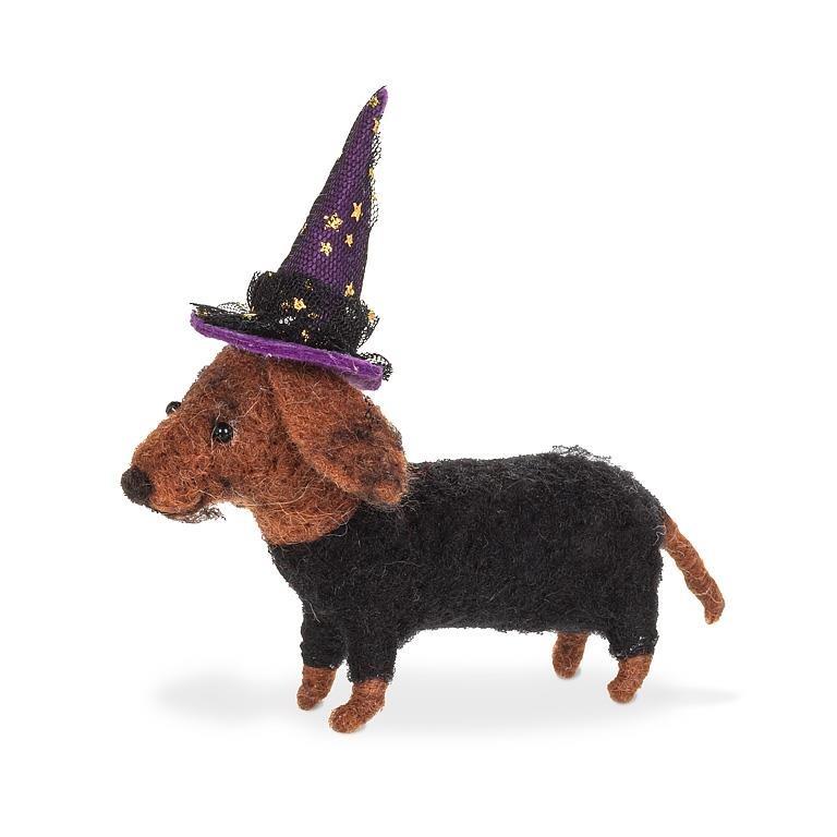 Dachshund In Witch Hat Figurine