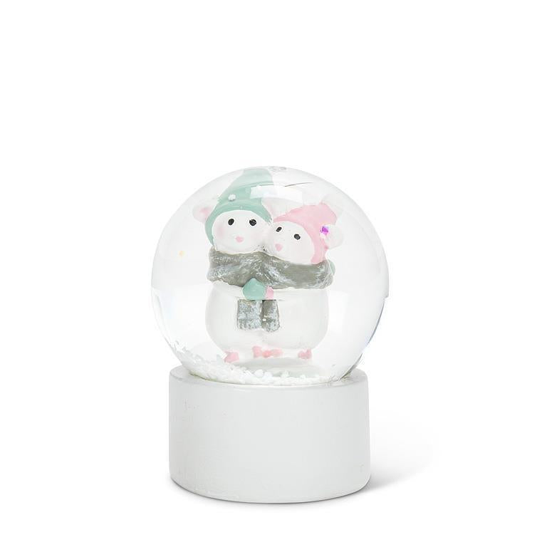 Mini Snow Globe with Winter Mice, 2"H