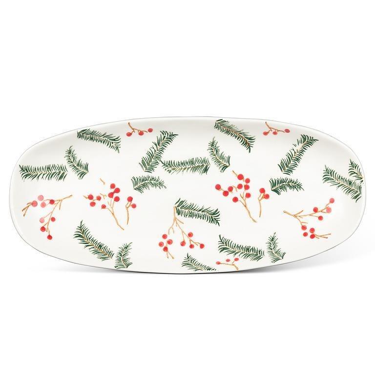 Pine & Berries Oval Platter, 12"L