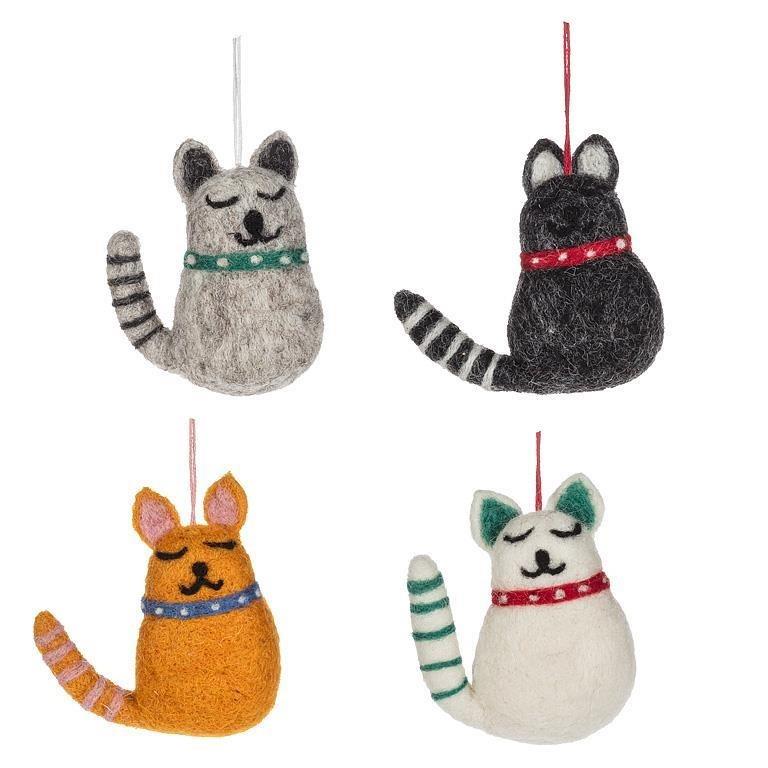 Wool Cat Ornaments - Fair Trade Certified