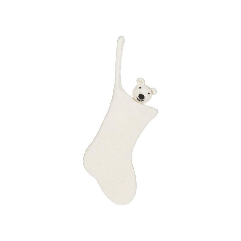 Mini Stocking with Polar Bear Ornament, 7.5"H