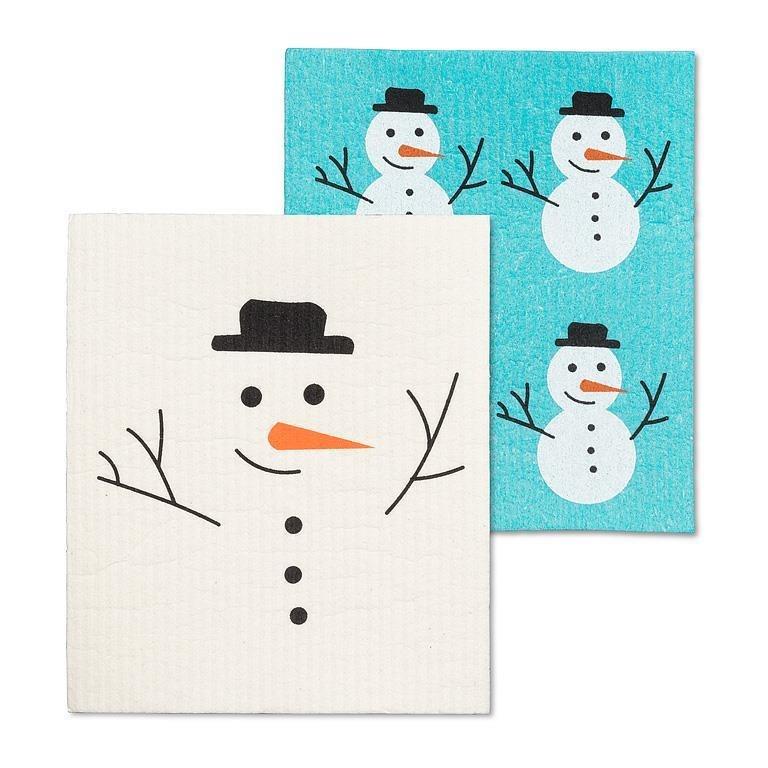 Snowman Swedish Dishcloth, Set of 2