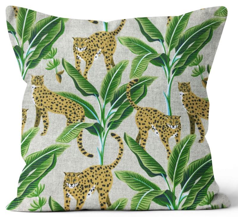 Leopard Linen Square Outdoor Toss Cushion