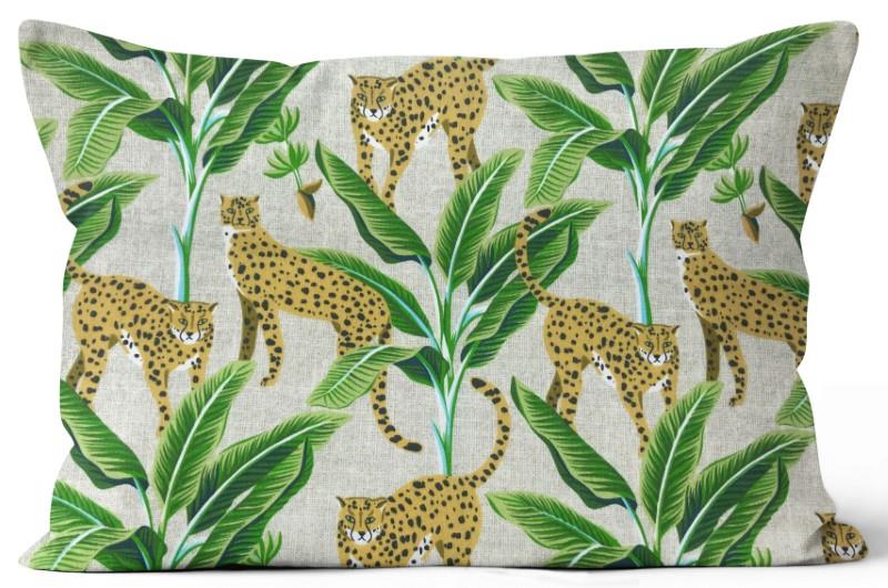 Leopard Linen Rectangular Outdoor Toss Cushion