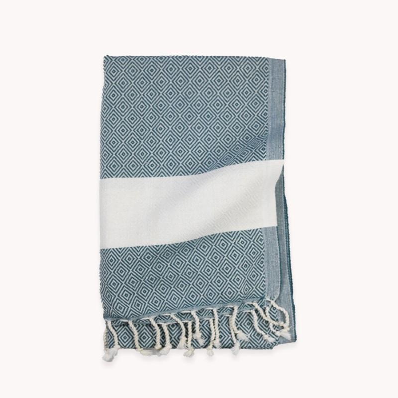 Pokoloko Diamond Hand Turkish Towel, Prussian