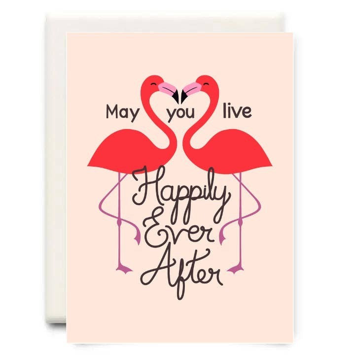 Flamingo Happily Ever After Wedding Greeting Card
