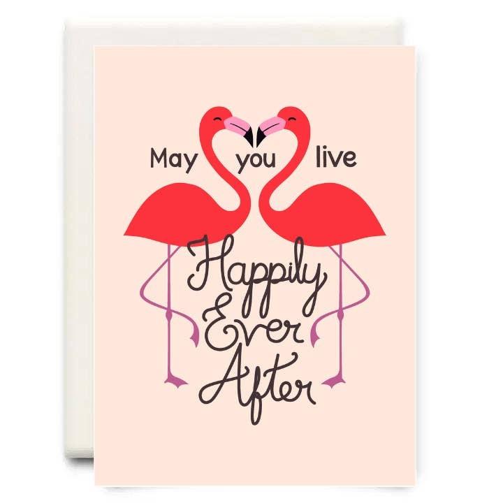 Flamingo Happily Ever After Wedding Greeting Card