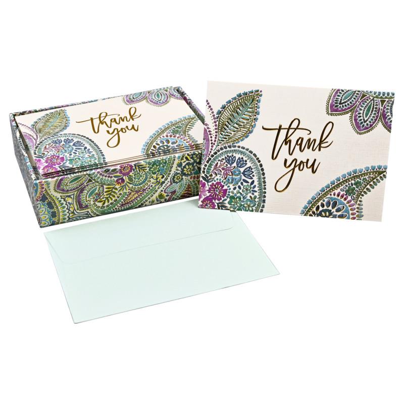 Watercolour Paisley Thank You Notes, Box of 14