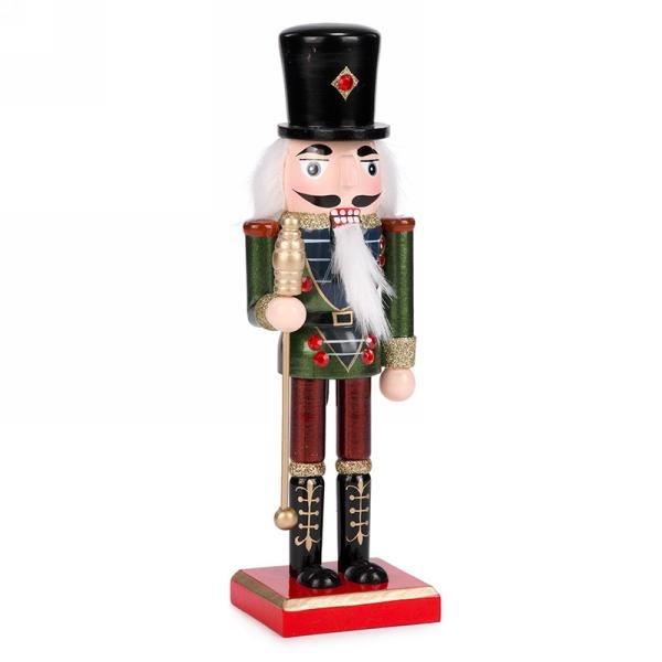 Wooden Nutcracker w/Maroon Pants, 10"H