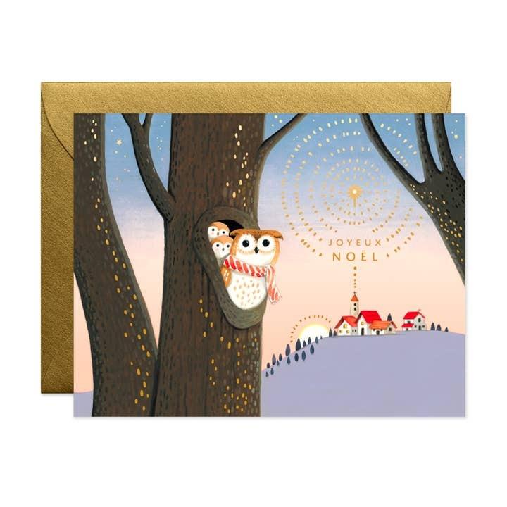 Owl Noel Holiday Greeting Card