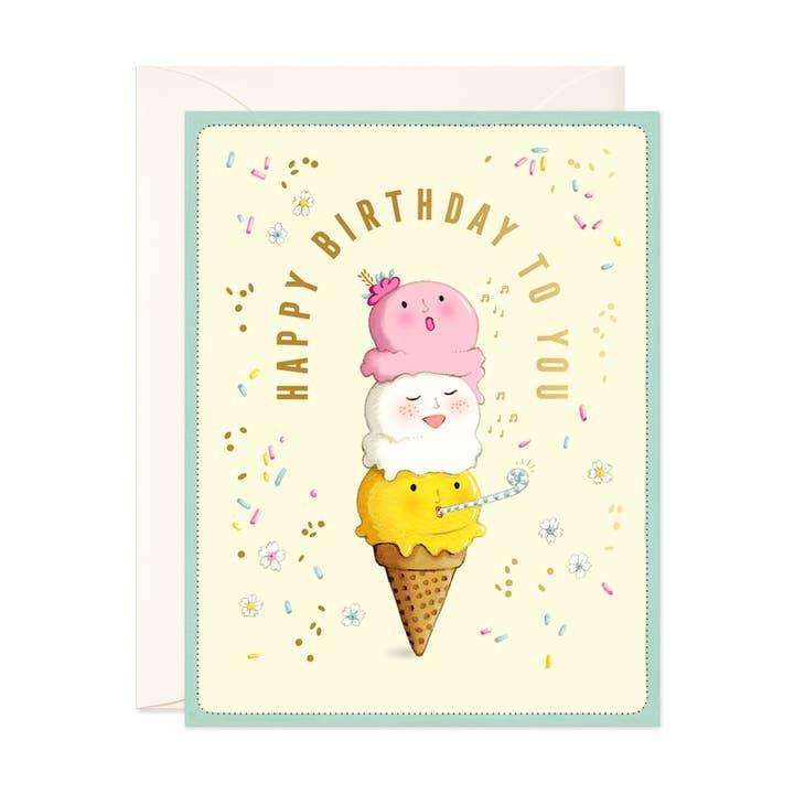 Singing Ice Cream Cone Birthday Card