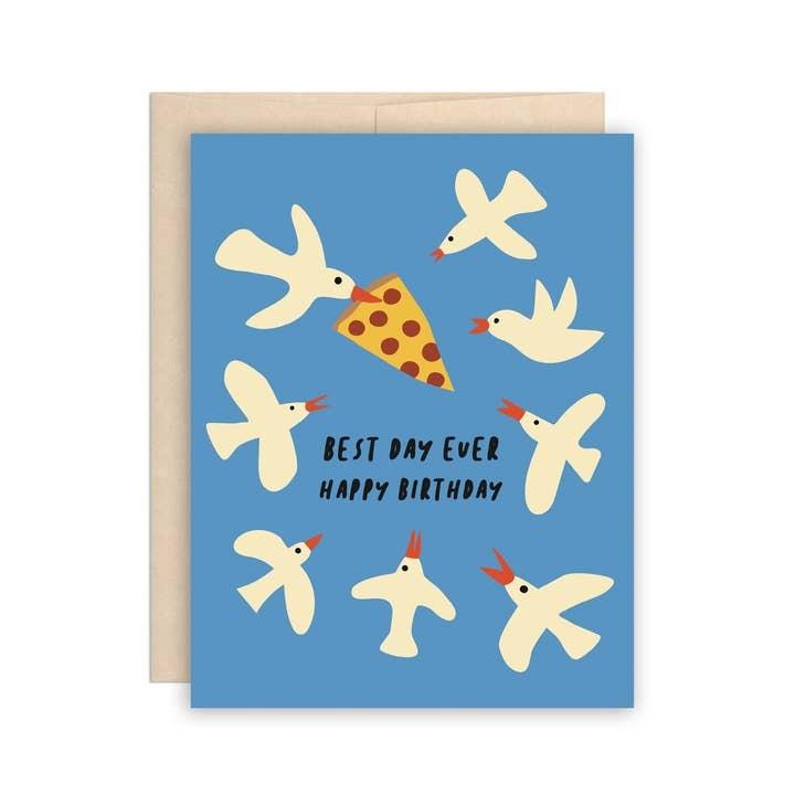 Pizza Seagulls Birthday Card