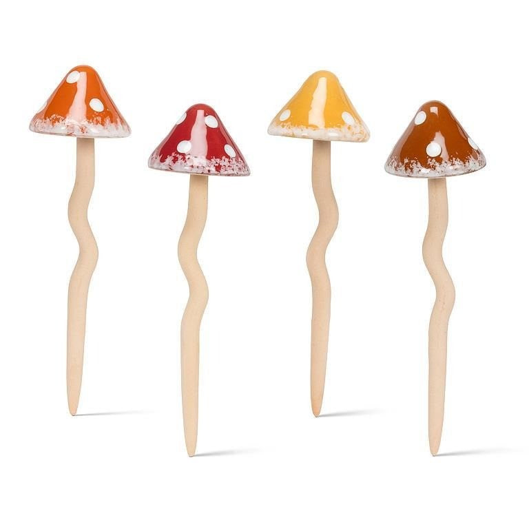 Medium Speckled Mushroom Garden Stake, 9"H