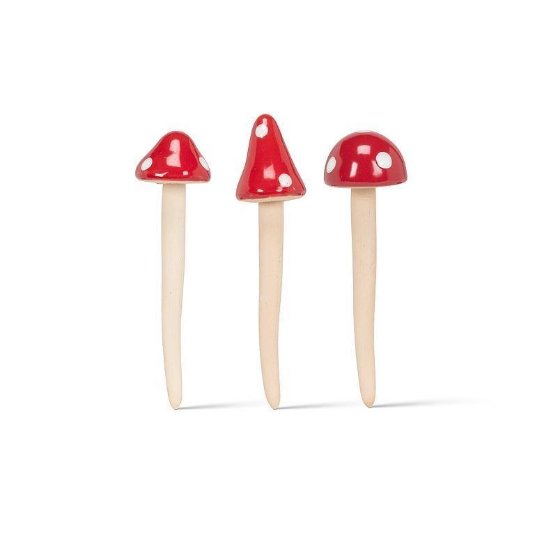 Mini Red Cap Mushroom Garden Stake, 5"H