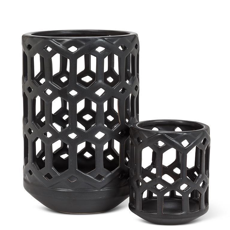 Openwork Matte Black Lantern