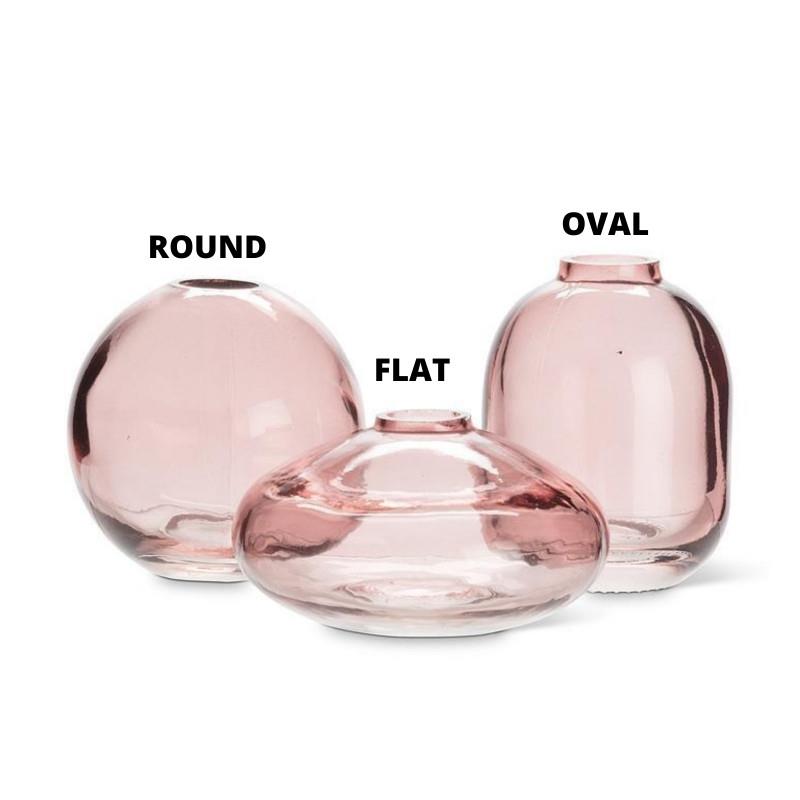 Dark Rose Pink Small Bud Vases, 3"H