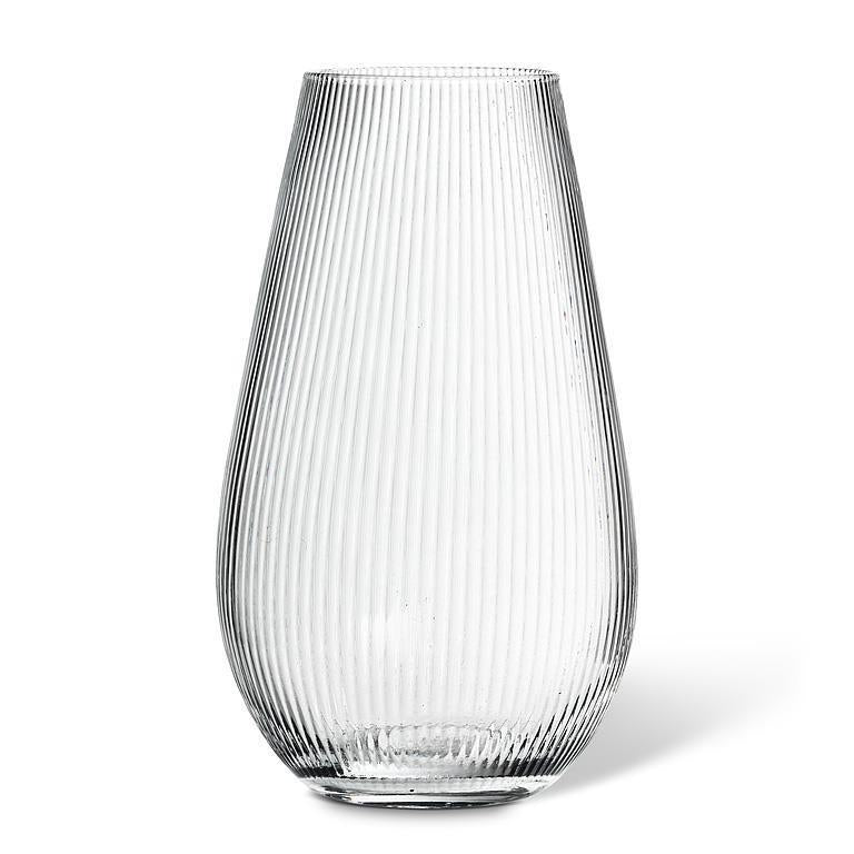 Large Narrow Optic Wide Bottom Vase, 10"H