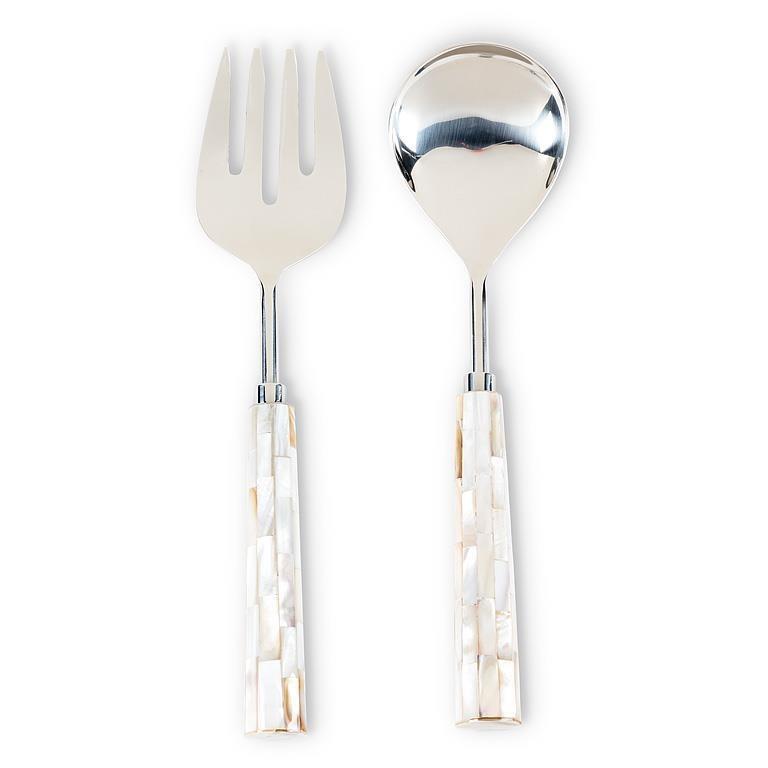 Mother of Pearl Handle Salad Servers, Set of 2