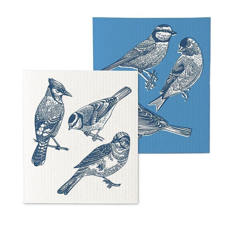 Bird Sketch Swedish Dishcloth, Set of 2