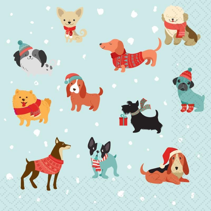 Merry Dogs Luncheon Paper Napkins, Pack/20