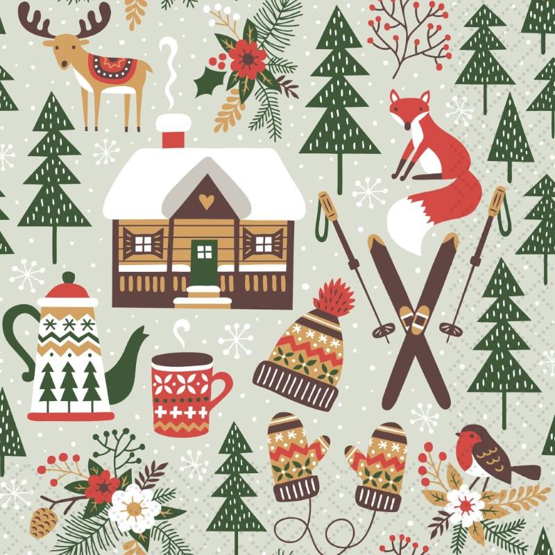 Winter Cabin Paper Napkins, Pack/20