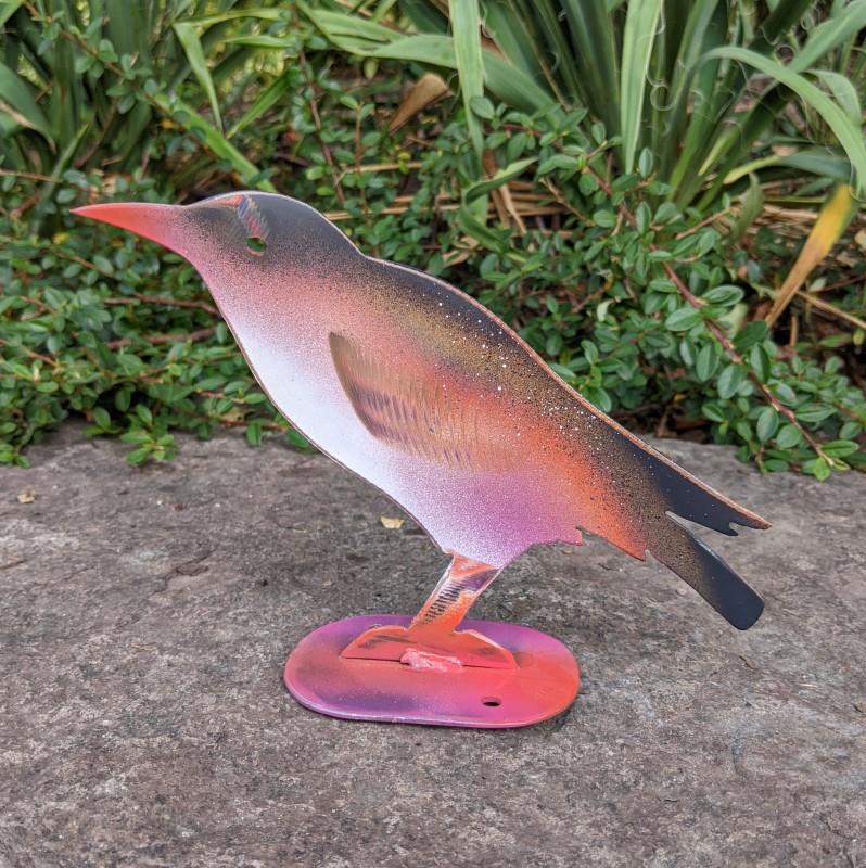 Pink Red & Gold Songbird Garden Statue, 6"H