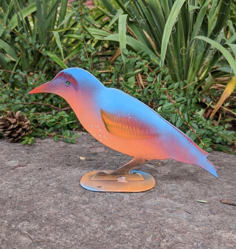 Blue & Orange Songbird Garden Statue, 6"H