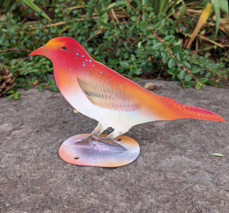 Red & Orange Songbird Garden Statue, 5"H