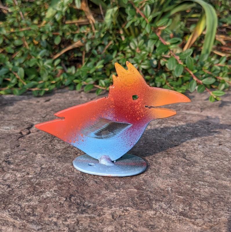 Orange, Red & Blue Bird Garden Statue, 3"H