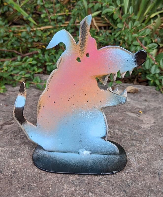 Blue & Pink Dog Garden Statue, 6"H