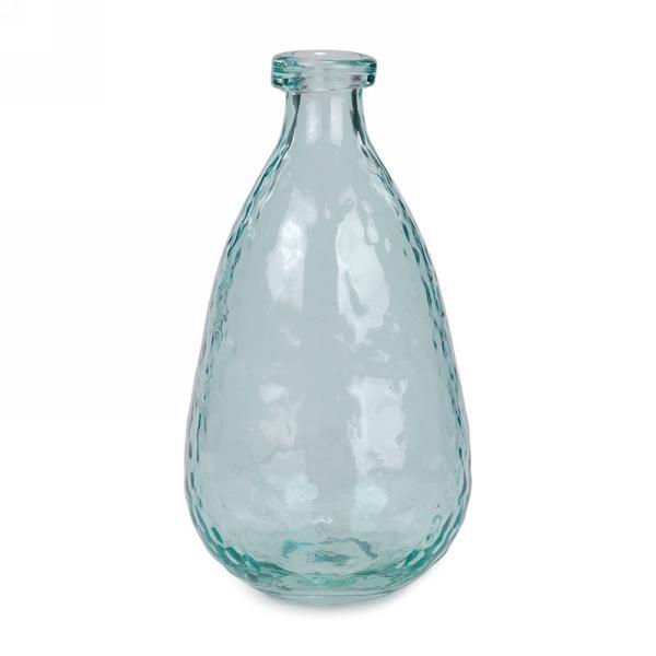 Textured Aqua Glass Vase, 8"H