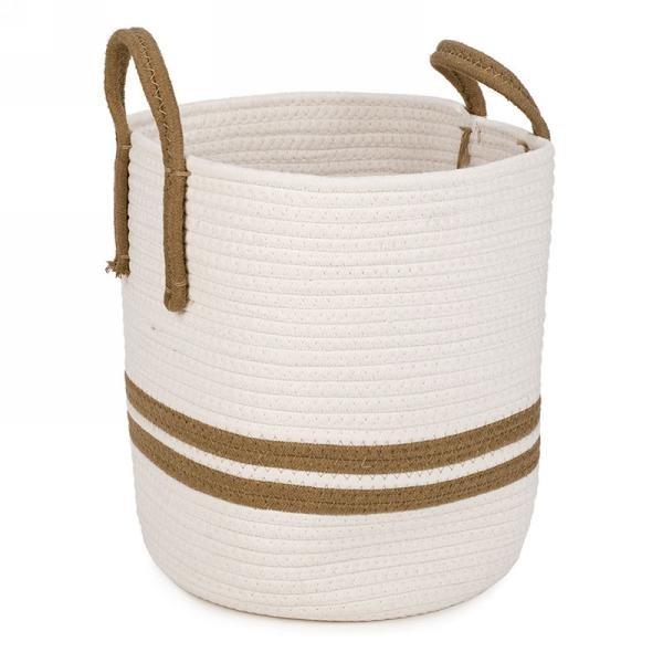 Ivory Basket With Stripes