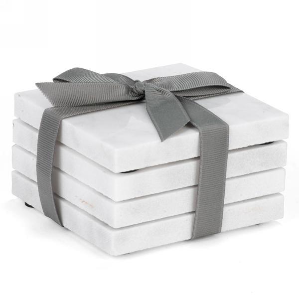 Square Marble Coasters, Set of 4