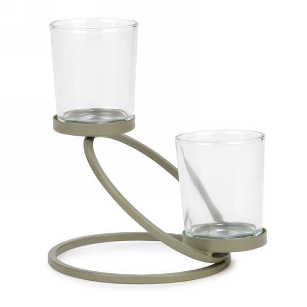 Khaki Double Votive Candle Holder