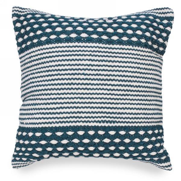 Teal Weave Motif Indoor Toss Cushion, 17"Sq