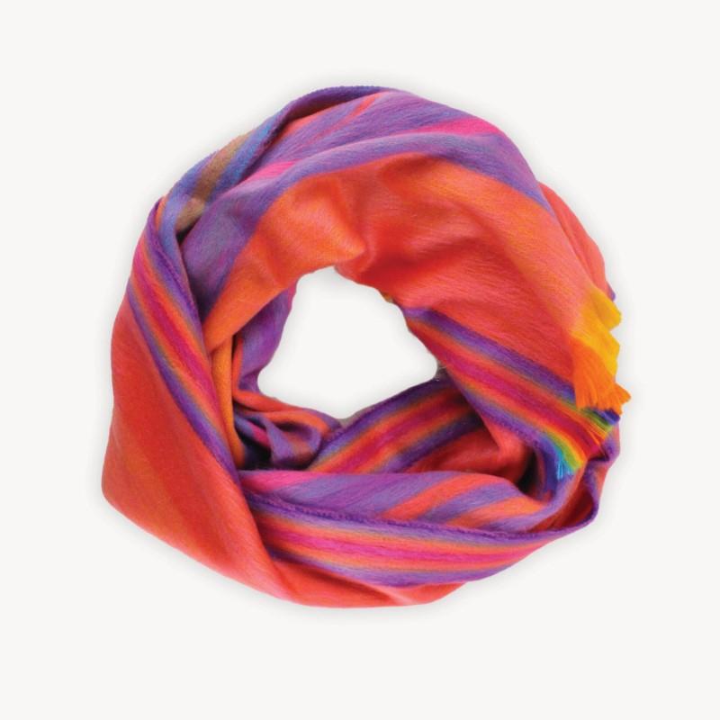 Pokoloko Seamless Alpaca Multi Stripe Scarf, Sunset