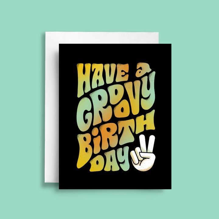 Groovy Retro Lettering Birthday Card