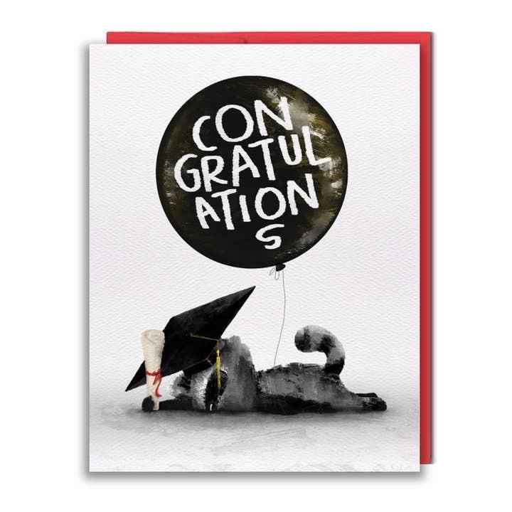 Flat Raccoon Graduation Card