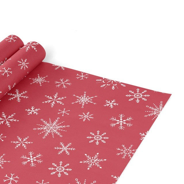 Red & White Snowflake Wrapping Paper, 50ft