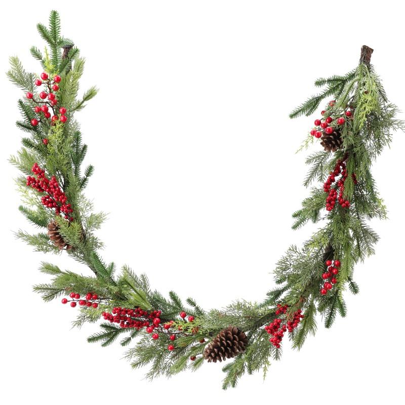 Berry & Pinecone Garland, 72"L