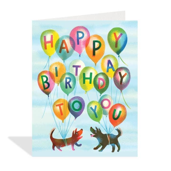 Dog Balloons Birthday Card