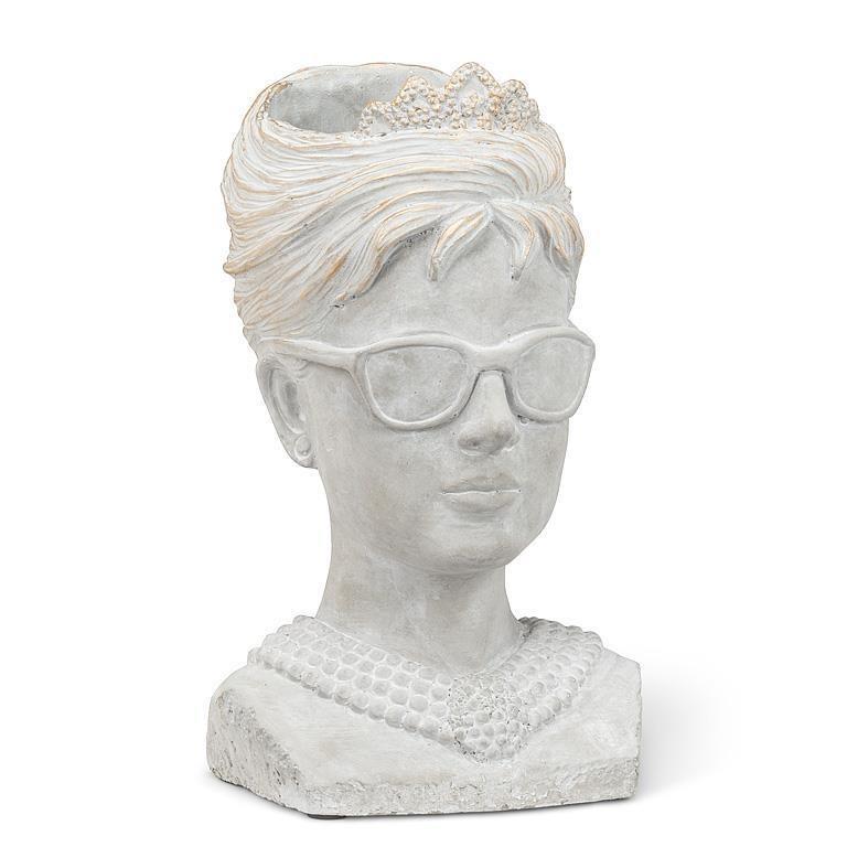 Woman in Sunglasses Planter, 10.5"H