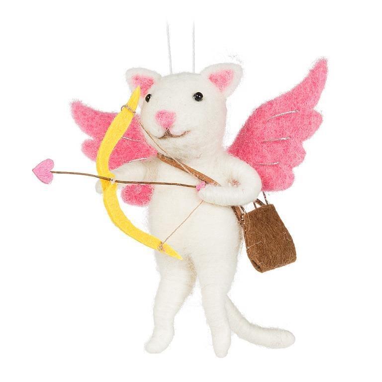 Cupid Cat with a Bow and Arrow Ornament