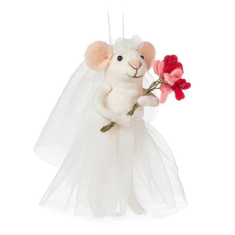 Bride Mouse Ornament with Bouquet