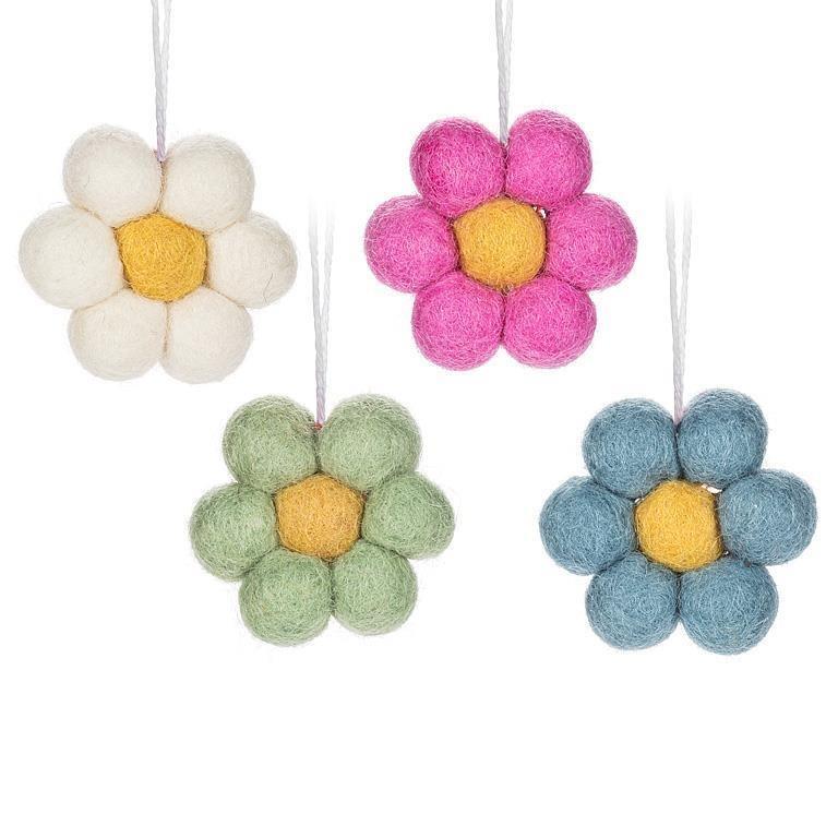 Handmade Pompom Daisy Ornament