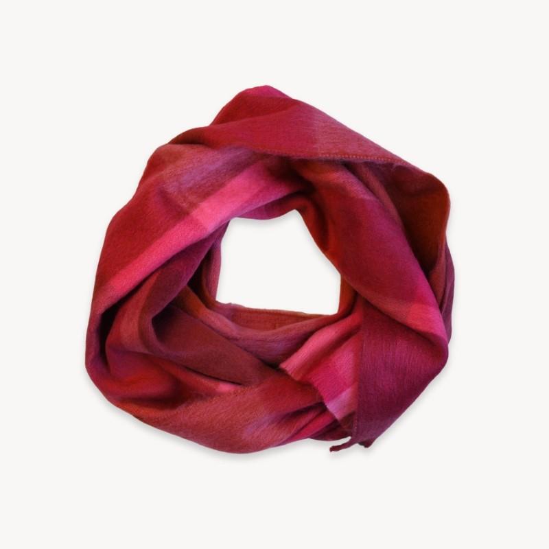 Pokoloko Alpaca Seamless Plaid Scarf, Sangria