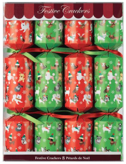 Puppies Christmas Crackers, Set of 8