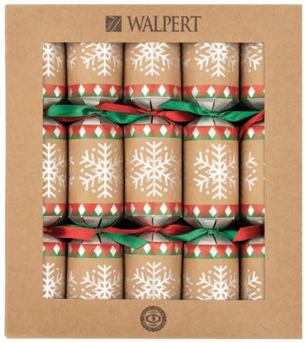 Eco Mountain Snowflake Christmas Crackers, Set of 10