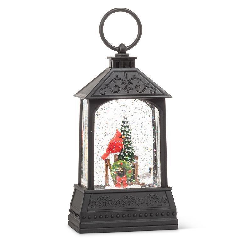 Small Cardinal in Glitter LED Lantern, 5.5"H