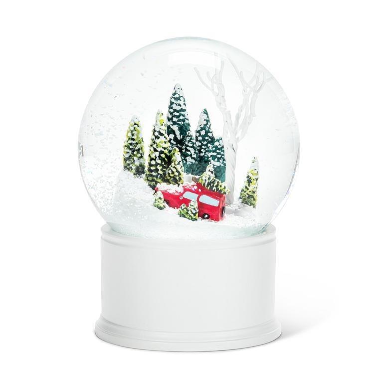 Mini Camper with Snowman Snow Globe, 5"